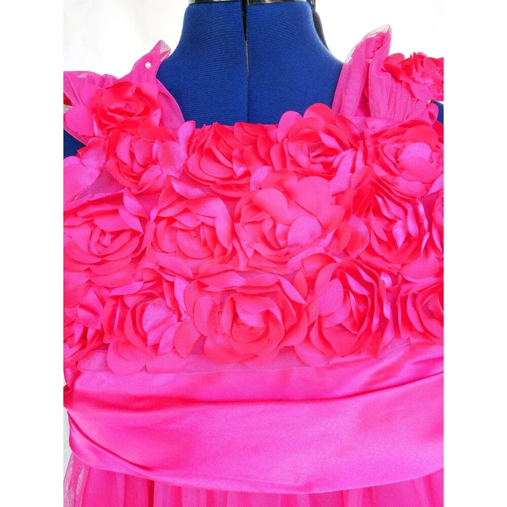 Kiki USA hot pink flowers dress 10 pageant